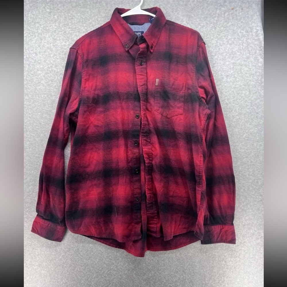 Chaps Red and Black Checkered Men's Shirt